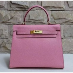 Hermes Kelly 28cm Epsom Leather Handbag Pink Gold