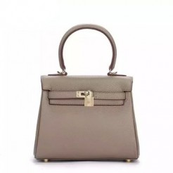 Hermes Kelly 25cm Togo Leather Bag Grey Gold