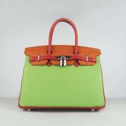 Hermes Birkin 30cm Togo leather Handbags red/orange/green silver