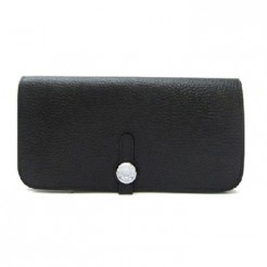 Hermes Wallet H2003 Ladies Cow Leather Black