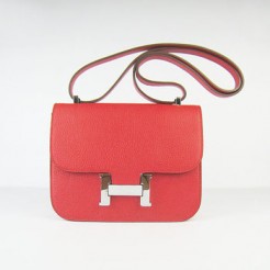 Hermes Constance Cowskin Leather Bag H017 red silver