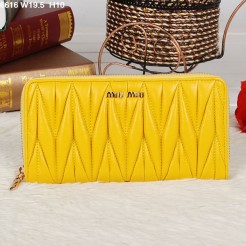 Miu Miu Matelasse Yellow Original Leather Zipper Wallet