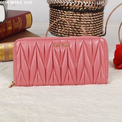 Miu Miu Matelasse Watermelon Red Original Leather Zipper Wallet