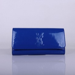 Yves Saint Laurent Lady Patent Leather Purse Sapphire Blue 39321