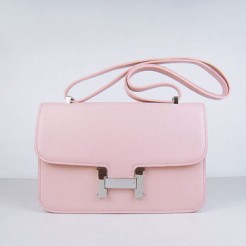 Hermes calf Leather Message Bag H020 pink silver