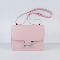 Hermes Constance Cowskin Leather Bag H017 pink silver