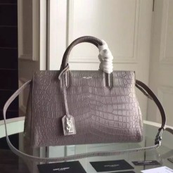 Yves Saint Laurent Small Rive Gauche Bag In Grey Crocodile Leather