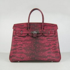 Hermes Birkin 30CM Lizard Pattern handbag 6088 red/silver