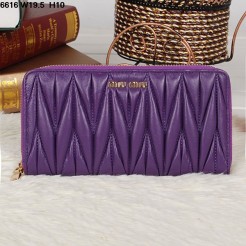 Miu Miu Matelasse Purple Original Leather Zipper Wallet