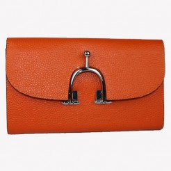 Hermes Wallet H569 Ladies Lambskin Orange