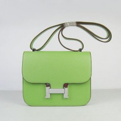 Hermes Constance Cowskin Leather Bag H017 green silver