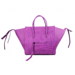 Celine Purple Boston Croco Leather Bags