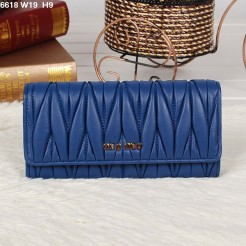 Miu Miu Matelasse Sapphire Blue Original Leather Snap Wallet