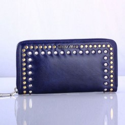 Miu Miu Zip Around Studed Wallet 131511 Royalblue