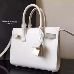 Yves Saint Laurent Nano Sac De Jour Bag In White Leather