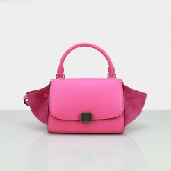 Celine Small Trapeze Leather Bag Neon Pink