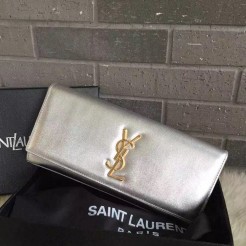 Yves Saint Laurent Silver Classic Metallic Monogramme Clutch