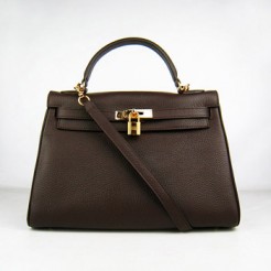 Hermes Kelly 32cm Togo leather 6108 dark coffee golden