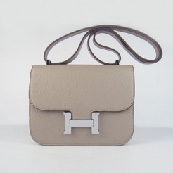 Hermes Constance Cowskin Leather Bag H017 grey silver