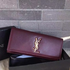 Yves Saint Laurent Burgundy Classic Monogramme Clutch Bag
