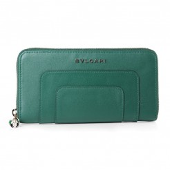 Bvlgari Serpenti Original Leather Zipped Wallet Green 201301