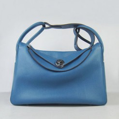 Hermes Lindy 34cm handbag 6208 blue Silver