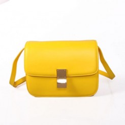 Celine Classic Box Calfskin Flap Bag Yellow