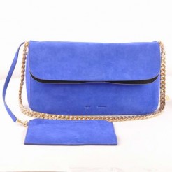 Celine Gourmette Suede Leather Shoulder Bag Blue 3078