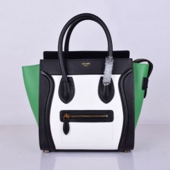Celine Medium Luggage Tote Black White Green Bag