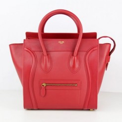 Celine Large Luggage Tote Red Leather Bags