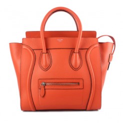 Celine Large Luggage Tote Neon Orange Handbag