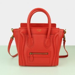 Celine Small Luggage Tote Red Leather Bags