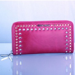 Miu Miu Zip Around Studed Wallet 131511 Rose