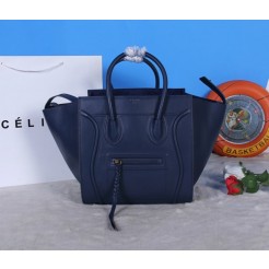 Celine Navy Blue Boston Calfskin Leather Bag