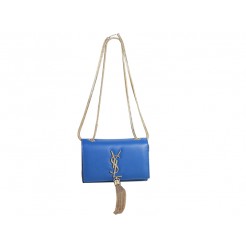 Yves Saint Laurent Mini Monogramme Bag In Original Leather Blue