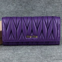 Miu Miu Matelasse Shiny Calf Leather Wallet 6618 Purple