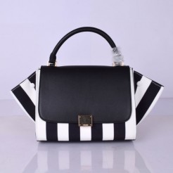 Celine Medium Trapeze Black White Stripe Bag