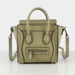 Celine Small Luggage Tote Beige Gray Leather Bag