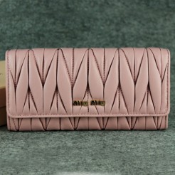 Miu Miu Matelasse Shiny Calf Leather Wallet 6618 Pink
