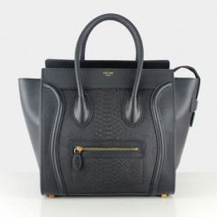 Celine Large Luggage Tote Black Snake Leather