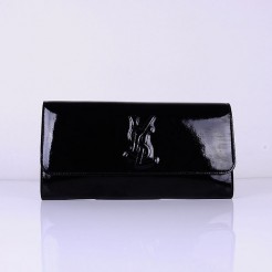 Yves Saint Laurent Lady Patent Leather Purse Black 39321