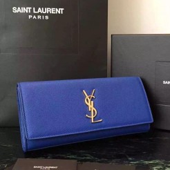 Yves Saint Laurent Blue Classic Monogramme Clutch