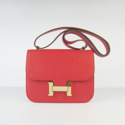 Hermes Constance Cowskin Leather Bag H017 red golden