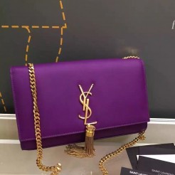 Yves Saint Laurent Medium Monogramme Tassel Bag In Purple Calfskin