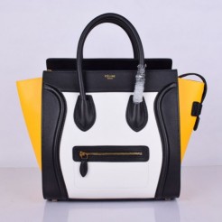 Celine Large Luggage Tote Black White Yellow Bag