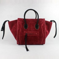 Celine Red Black Boston Suede Bags
