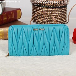 Miu Miu Matelasse Blue Original Leather Zipper Wallet