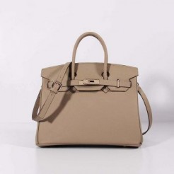 Hermes 30cm Birkin Bag Togo Leather with Strap Grey Gold