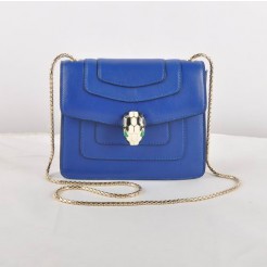 Bvlgari Serpenti Original Leather Shoulder Bag Blue 604