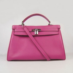 Hermes Kelly 35cm Togo Leather handbag peach/silver